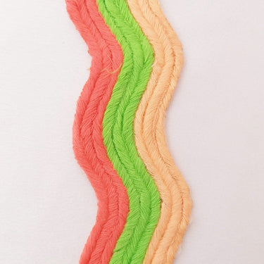 Wave Pattern Trim, Cotton Embroidered Trim, Pink